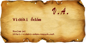 Vidéki Ádám névjegykártya